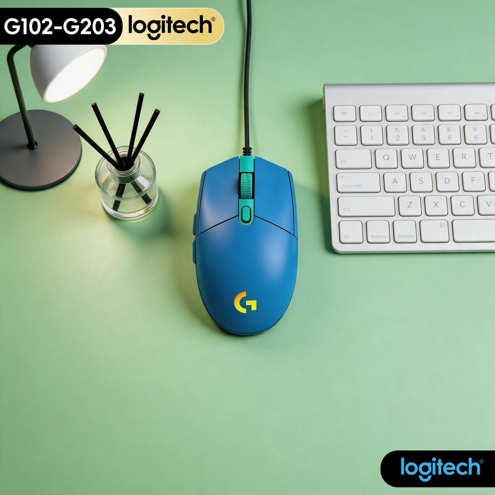 Logitech Mouse G203 - G102 ロジクール G203 マウス、ライトシンク RGB ゲーミング両利き形状、6