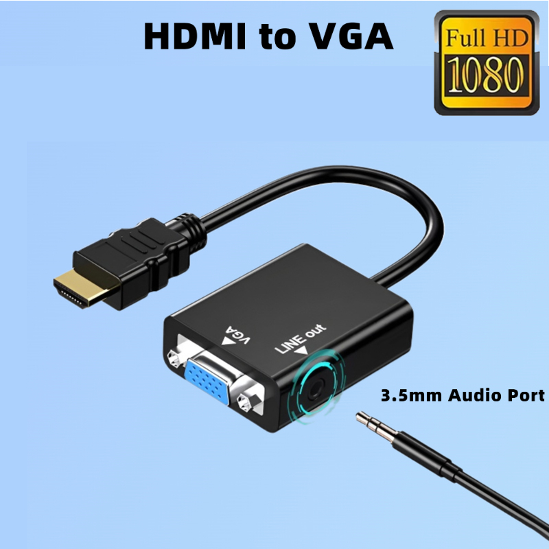 Hdmi Vga Adapter - HDMI対応 VGA変換アダプター 音声出力付き HDMIオス-VGAメス変換コンバーター ポート出力 1080P