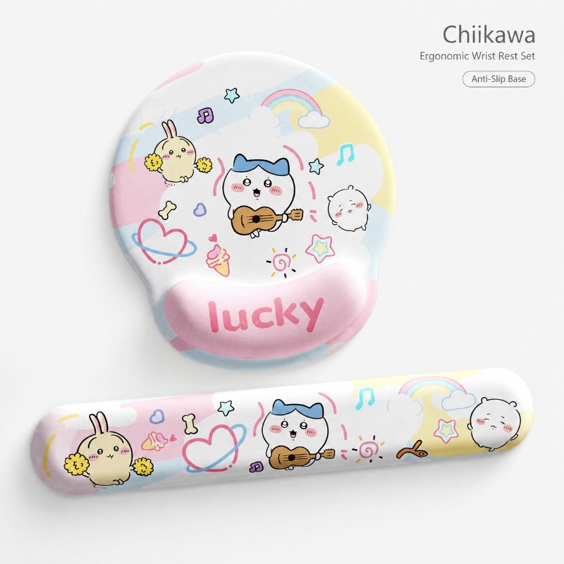 Laptop Accessories Mouse - 可愛いちいかわ人間工学に基づいたマウスパッドリストレスト、ソフト滑り止めハンドレスト、キーボードリストパッド、オフィス、ノートパソコン、コンピューター、仕事、勉強用