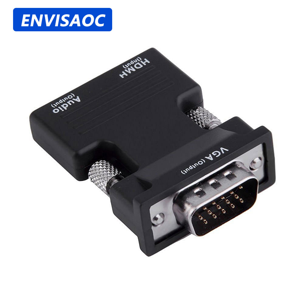 Hdmi Vga Adapter - HDMI-vgaコンバーターアダプター,1080p vgaアダプター,pc,デスクトップ,ラップトップ,hdtv,プロジェクター,ビデオオーディオ用の3.5mmオーディオジャック
