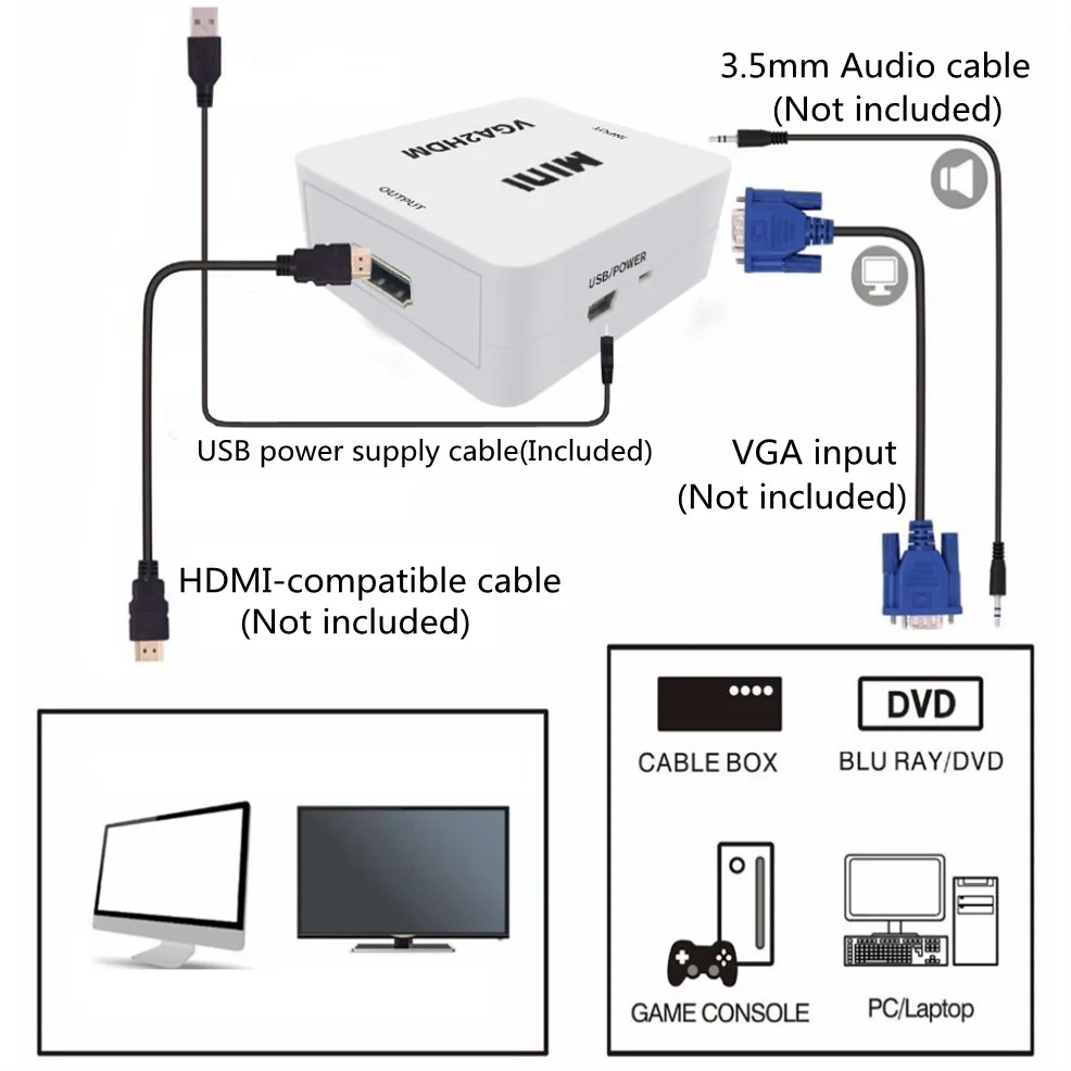 VGA - HDMI コンバータ アダプタ VGA メス - - Hdmi Vga Adapter のレビューと価格