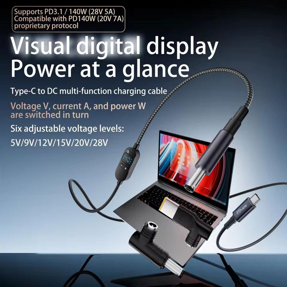 140W PD3.1 USB-C - DC 充電ケーブル、デ - Laptop Accessories Display のレビューと価格
