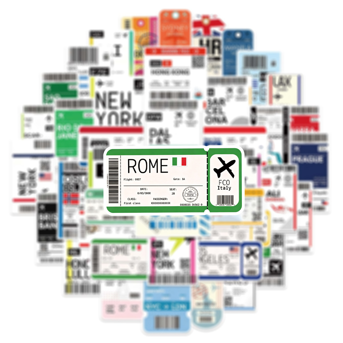 50 個航空券搭乗券ステッカー落書き DIY 旅行荷物スーツ - Laptop Accessories Cool のレビューと価格