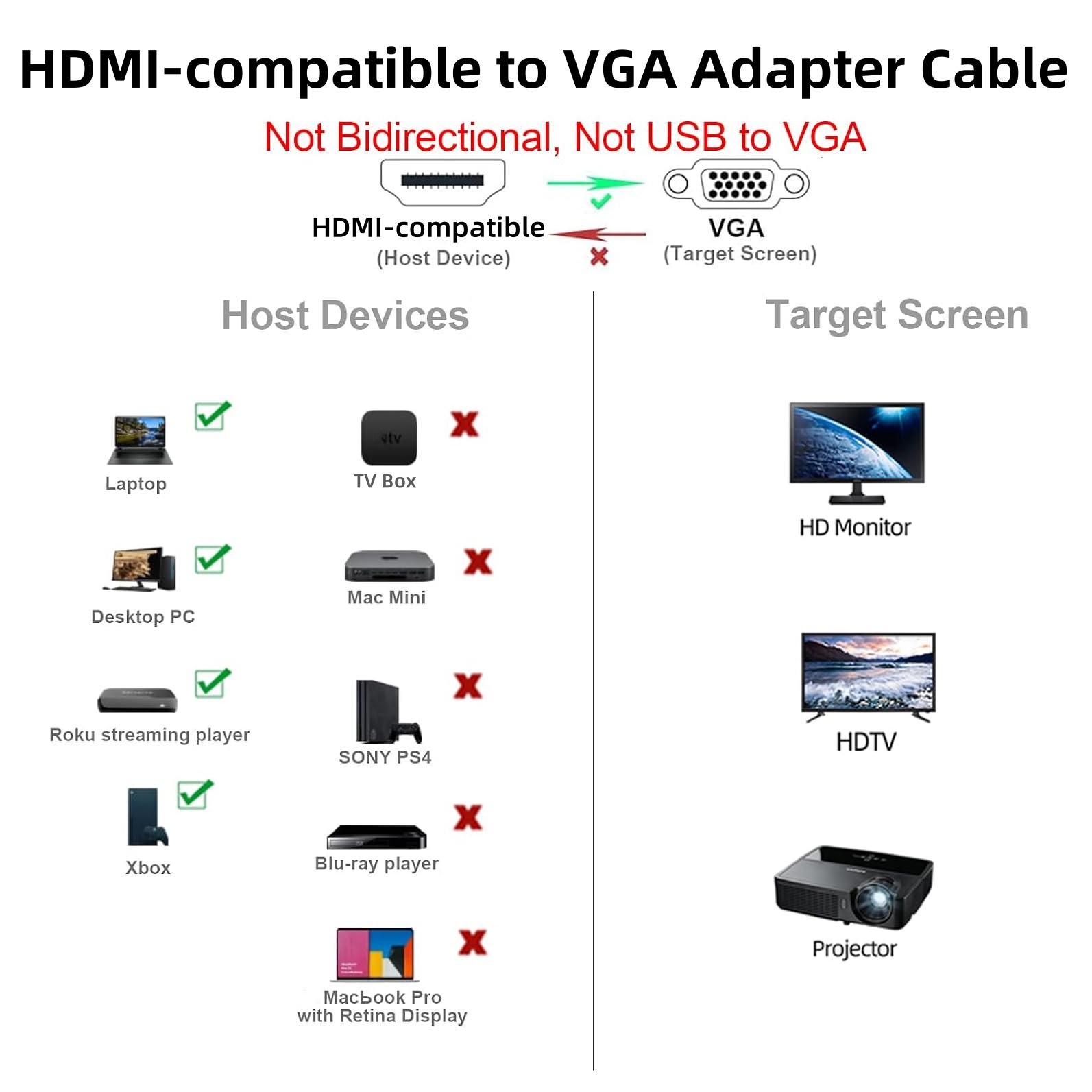 HDMI互換オス-VGAオスアダプターケーブル,ビデオコンバ - Hdmi Vga Adapter のレビューと価格