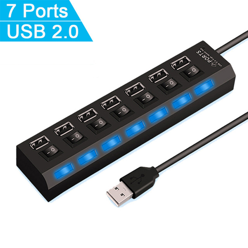 7 ポート USB 2.0 ハブスプリッターラップトップコン - Laptop Accessories Computer のレビューと価格